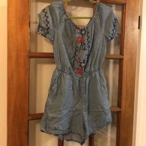 Old navy chambray embroidered romper